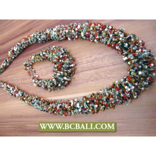 Wrapted Beads Necklace Bracelets Sets 